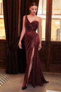 Sequin Gown w/ One Shoulder CDCH182 - PrimePick