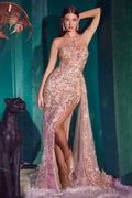 Strapless Corset Sequin Side Slit Long Evening & Prom Dress CDCD272 - PrimePick