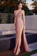 Strapless Satin Deep V - neck Laced Back Bodice Mermaid Leg Slit Long Prom & Bridesmaid Dress CDCD281 - PrimePick