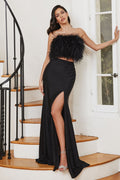 TWO PIECE FEATHER DRESS CDC141 - PrimePick