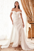 DRAPED OFF THE SHOULDER BRIDAL GOWN WITH OVERSKIRT CDWN315
